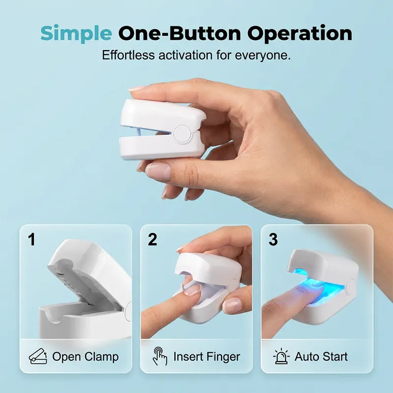 Portable blue light nail care device