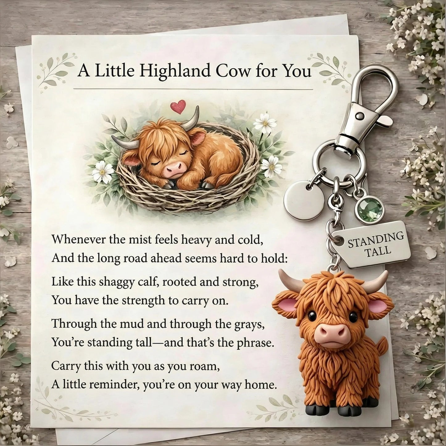 A Little Highland Cow For You Keychain: Your Daily Reminder of Quiet Strength