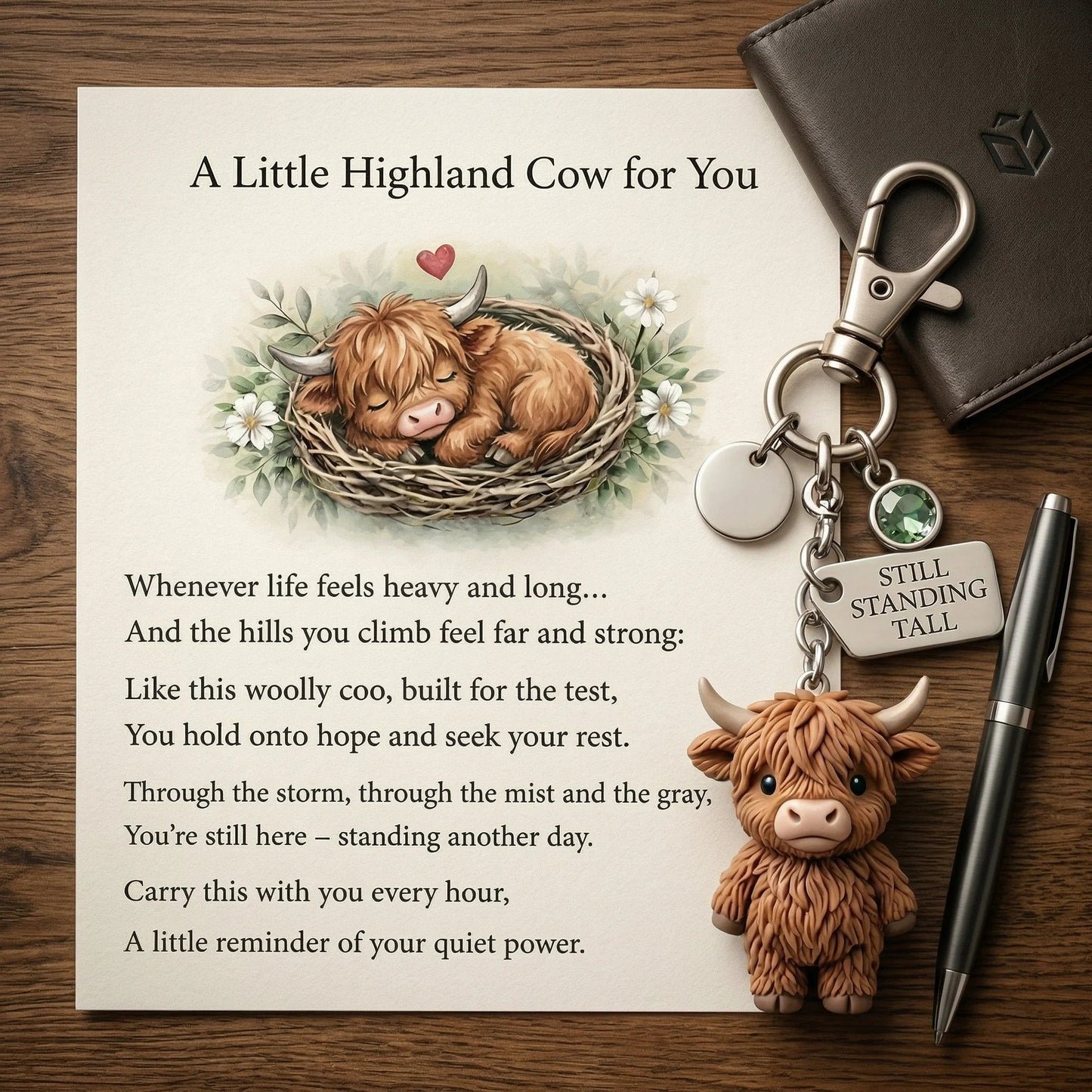 A Little Highland Cow For You Keychain: Your Daily Reminder of Quiet Strength