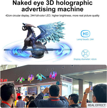 Floating 3D Hologram Projector with LED Fan Display and Multi-Unit Sync