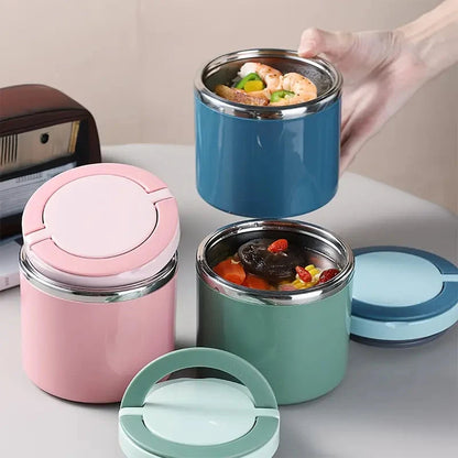 Stainless Steel Insulated Lunch Box with Handle – Leakproof Stackable Food Container for Office, School & Travel