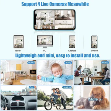 Wireless Security Camera with 1080p HD Recording and Night Vision, Motion Detection