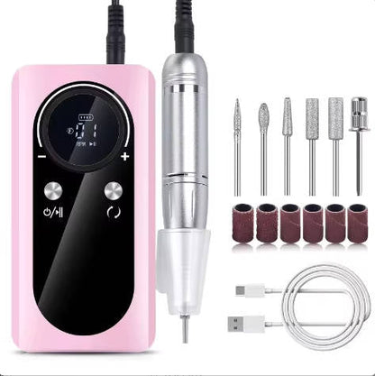 Electric Nail Drill with Variable Speed Control and Six Metal Bits, LCD Display