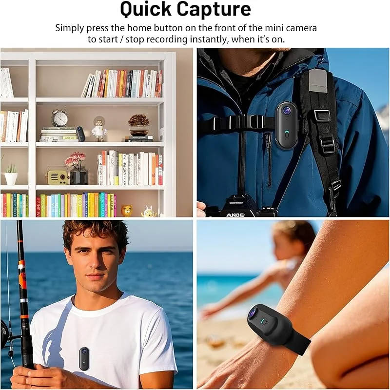 Compact 4K Action Camera with 360 Rotating Clip and Waterproof Case