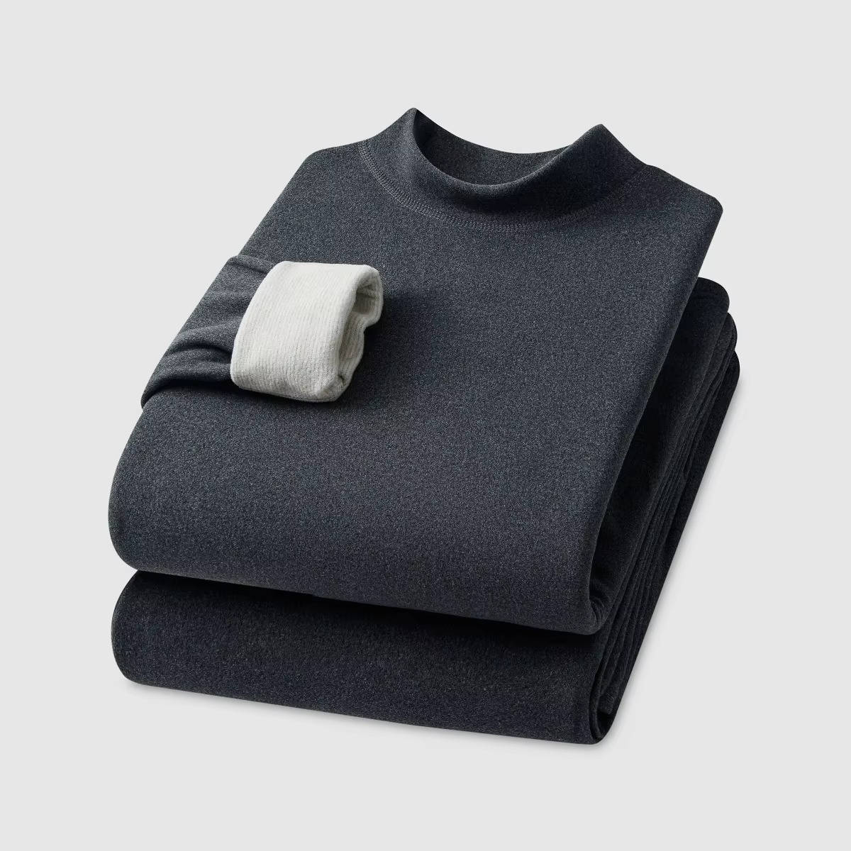 Men's Thermal Underwear with Silk Velvet Blend and High Neck Design