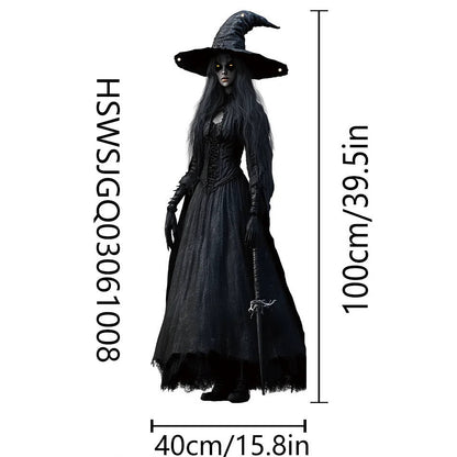 Skull Bride Halloween Hanging Decoration with Weather Resistant Fabric and Included Hooks