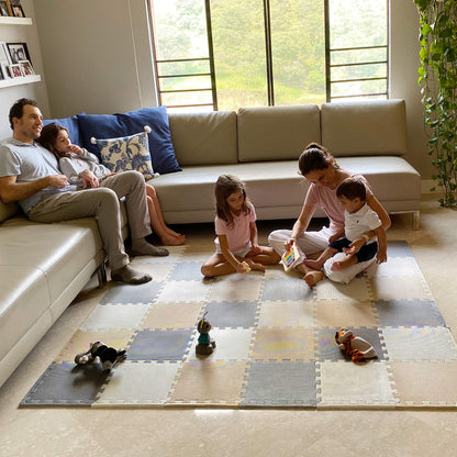 Baby Play Mat, Soft Interlocking Foam Floor Tiles, 74x74 Playpen Mat for Crawling and Development
