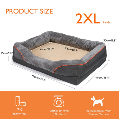 Dog Bed with Orthopedic Foam and Raised Cushioned Walls, Machine Washable Cover