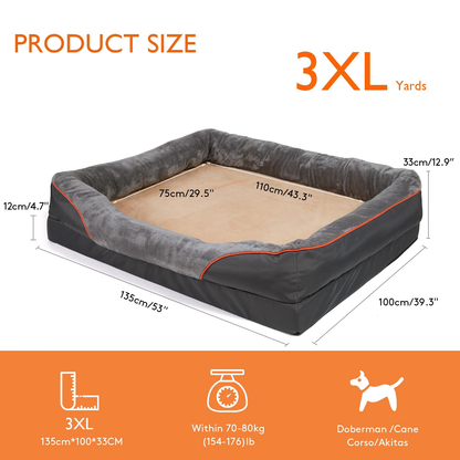Dog Bed with Orthopedic Foam and Raised Cushioned Walls, Machine Washable Cover
