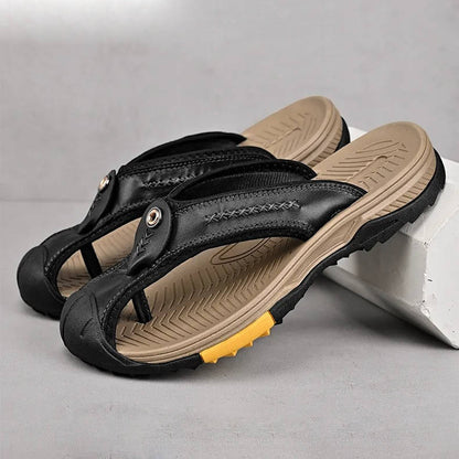 Closed Toe Flip Flops for Men with Nonslip Rubber Sole and Fast Drying Material