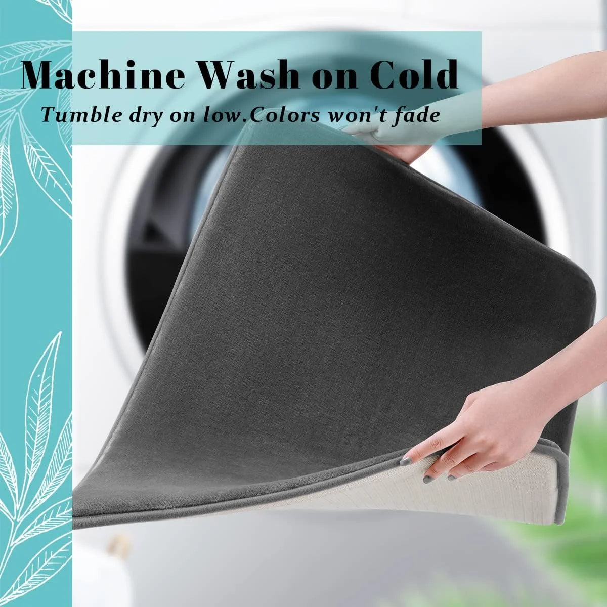 Absorbent Bath Mat with Memory Foam Cushioning and Nonslip Backing, 40x60cm