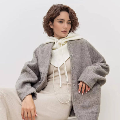 Knit Hood with Attached Scarf and Drawstring Closure