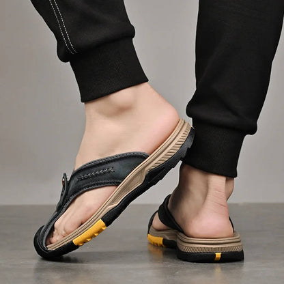 Closed Toe Flip Flops for Men with Nonslip Rubber Sole and Fast Drying Material