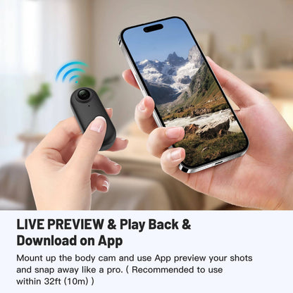 Compact 4K Action Camera with 360 Rotating Clip and Waterproof Case