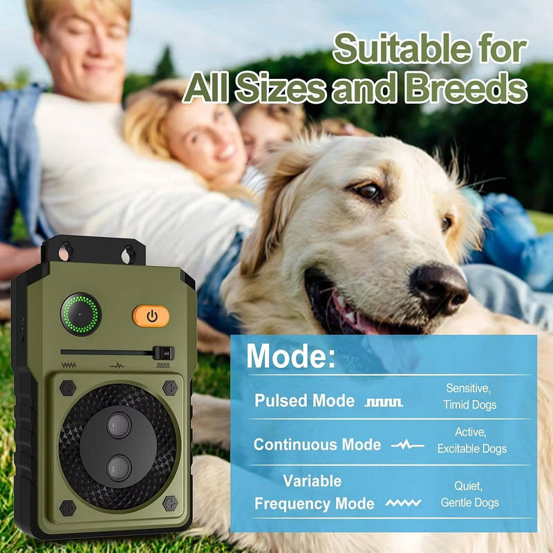 Ultrasonic Bark Deterrent with Automatic Detection and 3 Frequency Modes, 50ft Range