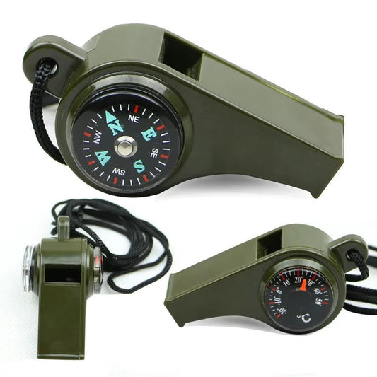 150 Decibel Emergency Whistle with Built-in Compass and Thermometer, Nylon Lanyard
