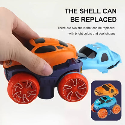 Flexible Race Track Set with LED Lights and Anti Tip Car for Kids