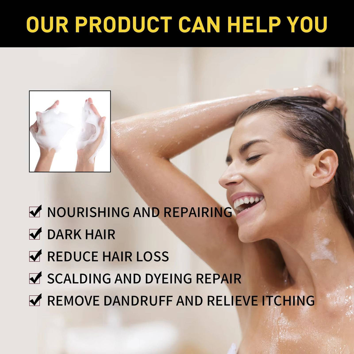 Gray Root Cover Shampoo with Plant Extracts and 10-Minute Application