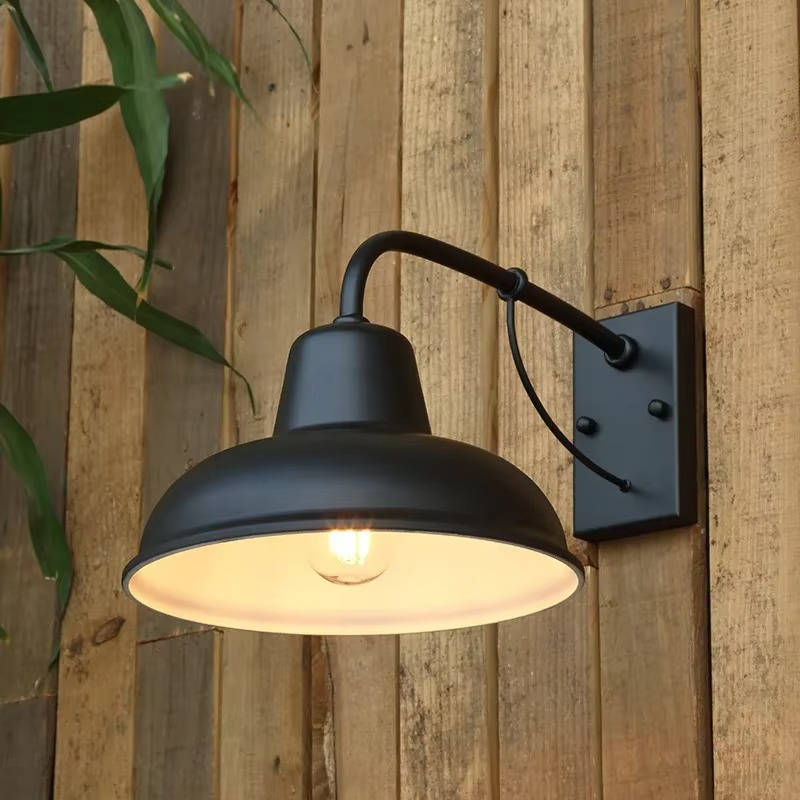 Wall Mount Barn Light with E26 E27 Bulb Compatibility and Matte Black Finish