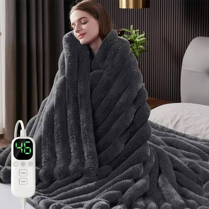Heated Throw Blanket, Cozy Faux Fur Electric Blanket for Sofa, Bed & Home