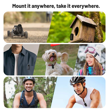 Compact 4K Action Camera with 360 Rotating Clip and Waterproof Case