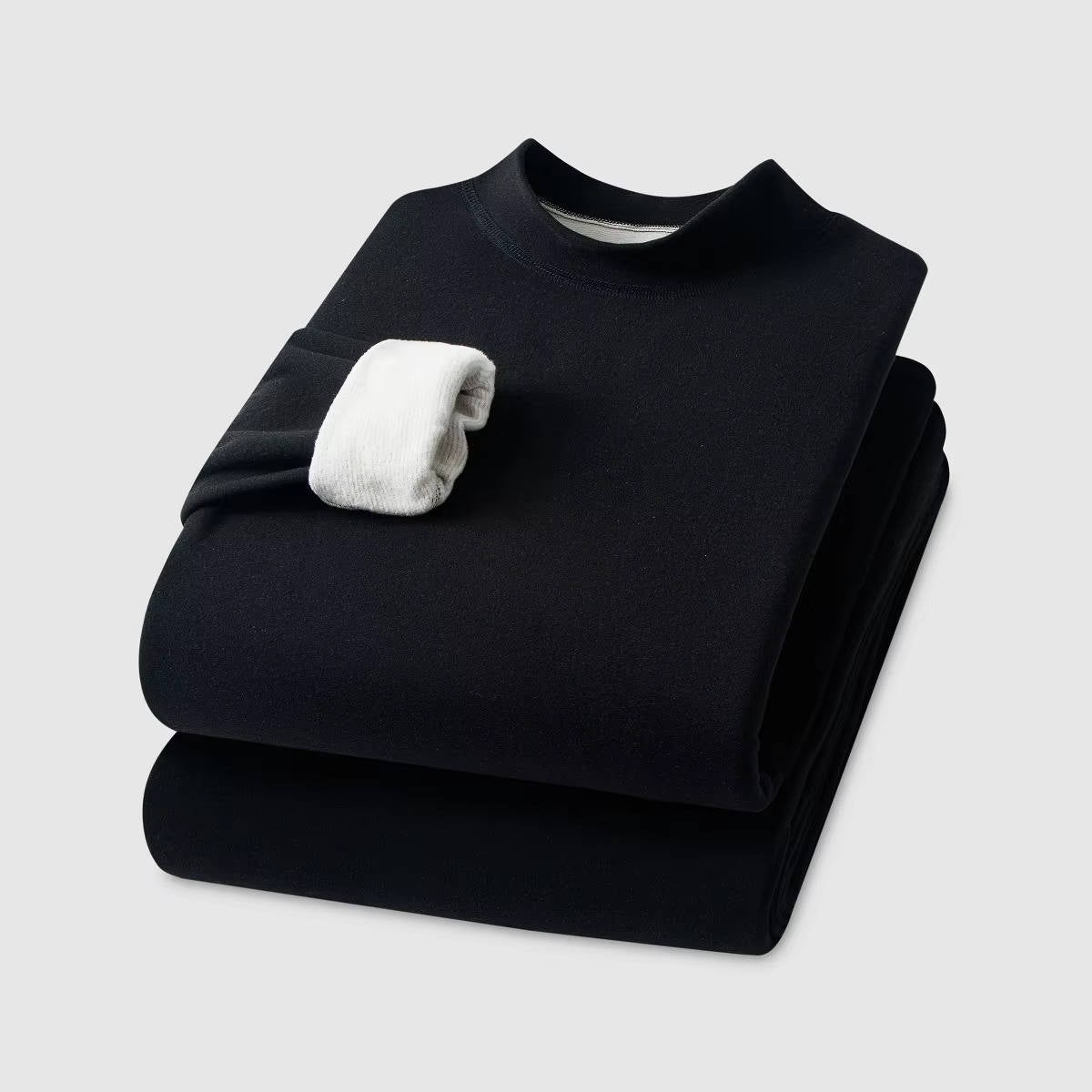 Men's Thermal Underwear with Silk Velvet Blend and High Neck Design