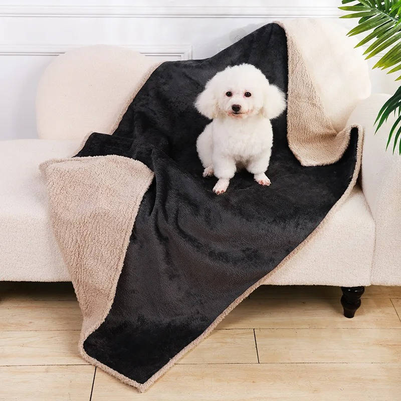 Waterproof Dog Blanket with Sherpa Fleece and Raised Edge Design