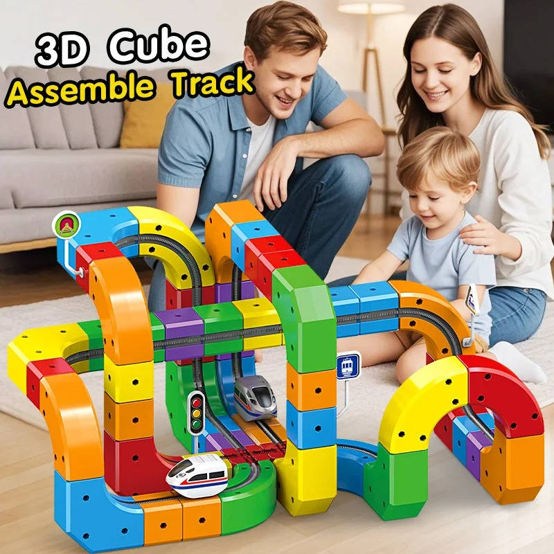 Magnetic Train Set with Flexible Track Sections and Rechargeable Motor