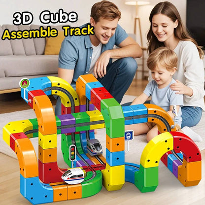 Magnetic Train Set with Flexible Track Sections and Rechargeable Motor