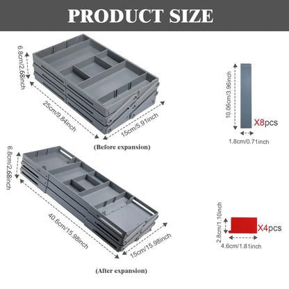 Foldable Drawer Organizer with Three Stacking Tiers and Divided Compartments