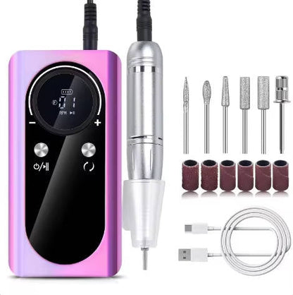 Electric Nail Drill with Variable Speed Control and Six Metal Bits, LCD Display