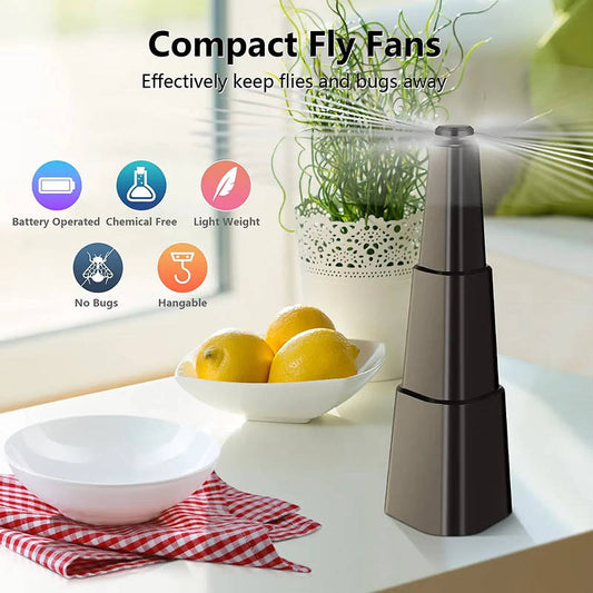 Spinning Fly Repellent Fan 4 Pack with Holographic Blades and Silent Motor for Outdoor Dining
