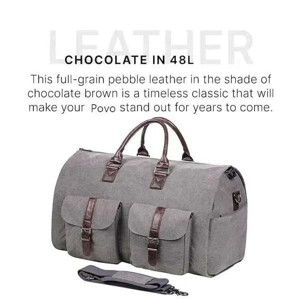 Convertible Travel Duffle Bag with Garment Buckles and Shoe Compartment, Telescoping Handle