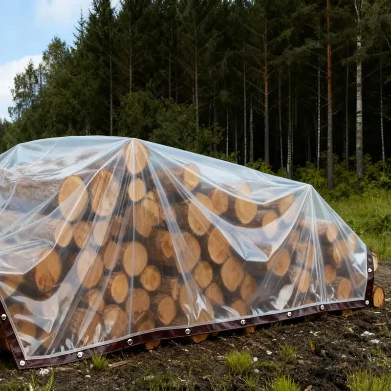 Clear Waterproof PE Tarp, Transparent Outdoor Cover with Metal Grommets