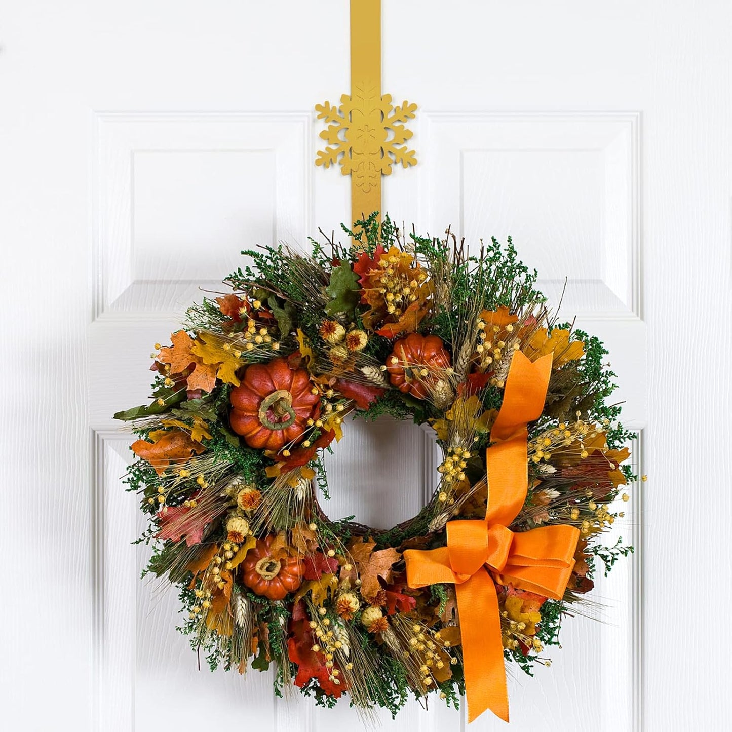 Metal Over The Door Wreath Hanger | Christmas Snowflake Tree Star Decor Hook