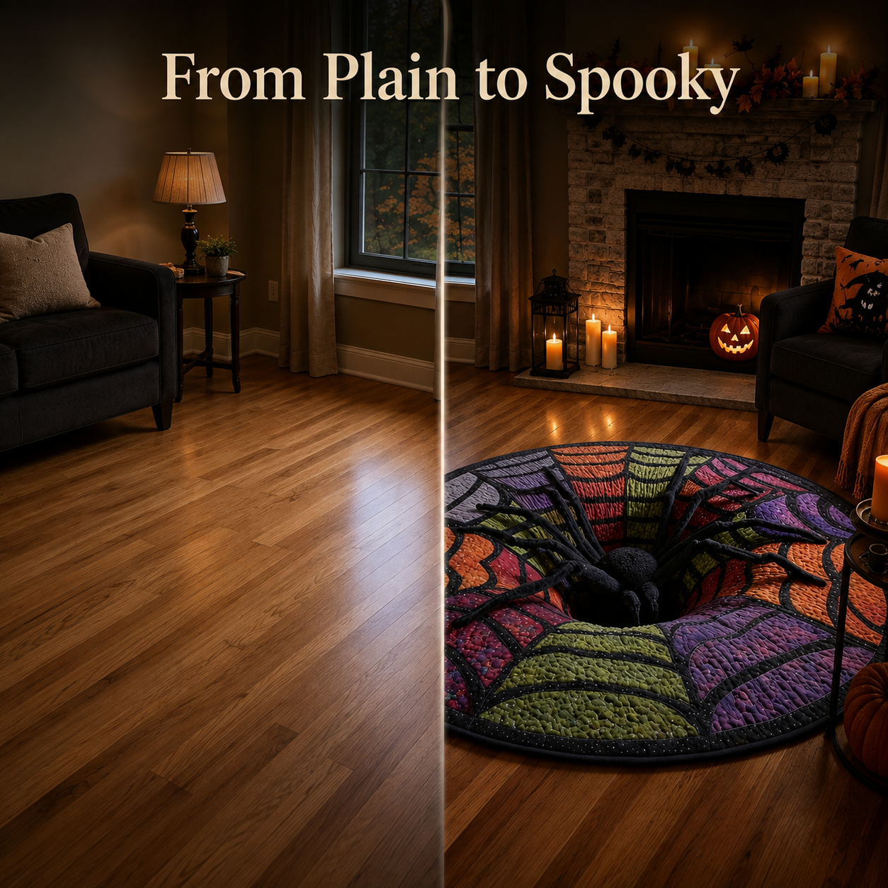 3D Spider Illusion Halloween Rug — Create A Spooky “Vortex” Effect That Terrifies Every Guest