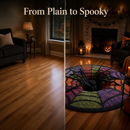 3D Spider Illusion Halloween Rug — Create A Spooky “Vortex” Effect That Terrifies Every Guest