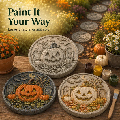Reusable Haunted Pumpkin Halloween Stepping Stone Mold