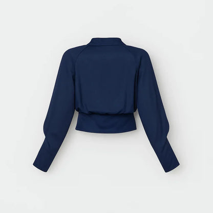 Wrap Blouse with Crossover Front and Adjustable Side Tie, Four Colors