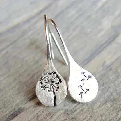 Dandelion Teardrop Earrings with Sterling Silver Hook Closure