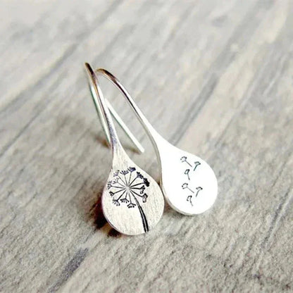Dandelion Teardrop Earrings with Sterling Silver Hook Closure