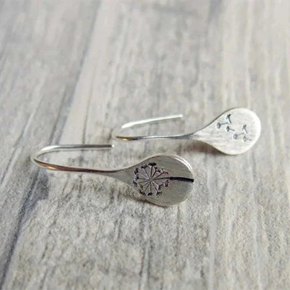 Dandelion Teardrop Earrings with Sterling Silver Hook Closure