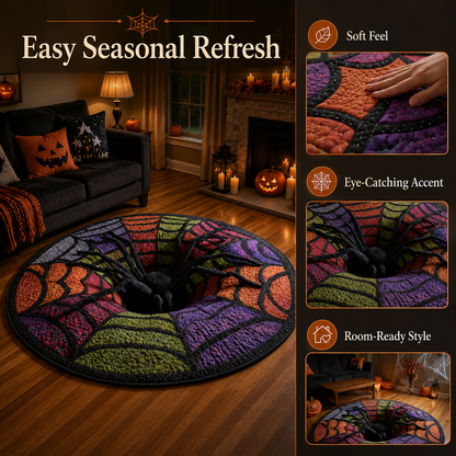 3D Spider Illusion Halloween Rug — Create A Spooky “Vortex” Effect That Terrifies Every Guest