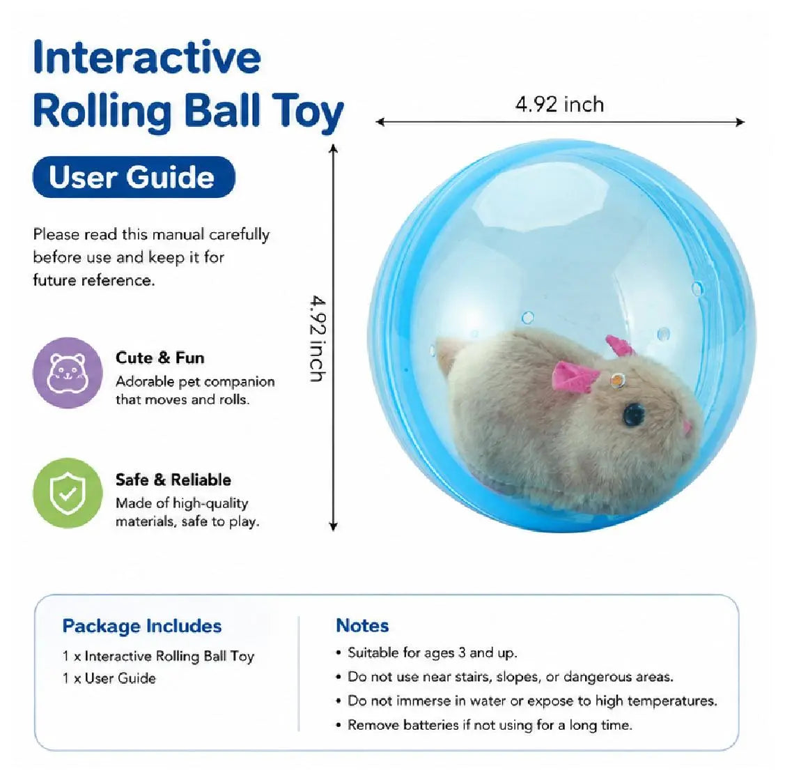 Rechargeable Smart Rolling Ball Cat Toy
