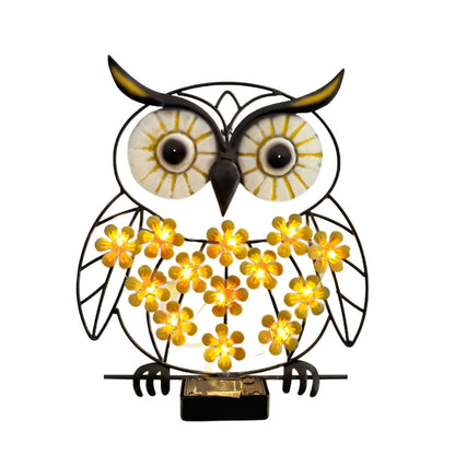 Solar-powered Wrought Iron Owl Lamp