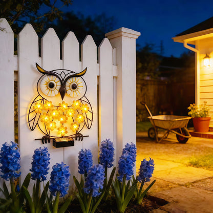 Solar-powered Wrought Iron Owl Lamp