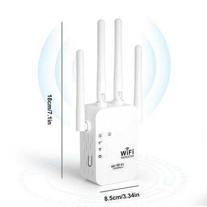 1200Mbps Dual Band WiFi Extender – Covers 10,000 sq.ft & 50 Devices