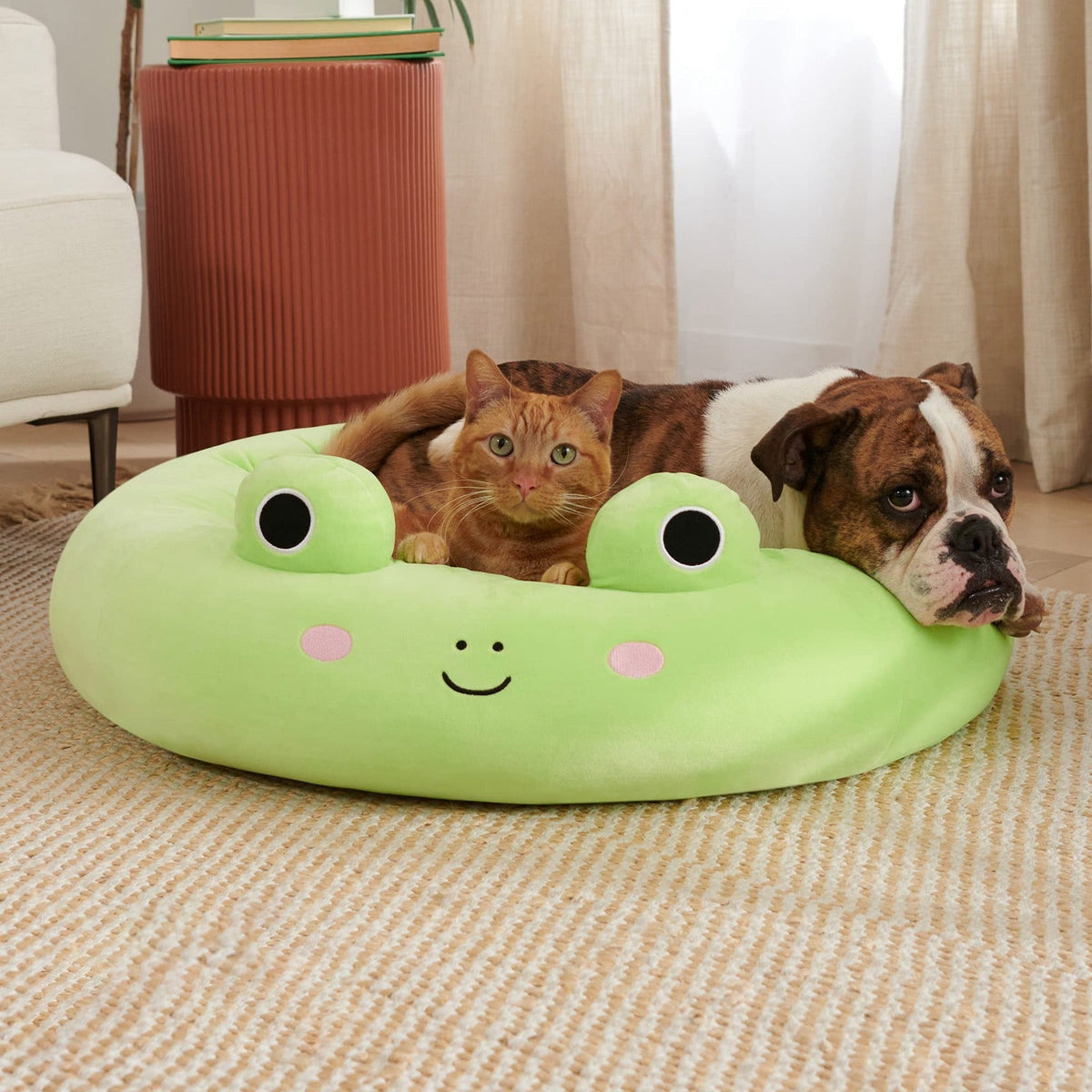 Enclosed Pet Bed with Plush Fabric and Cushioned Filling for Small Dogs and Cats