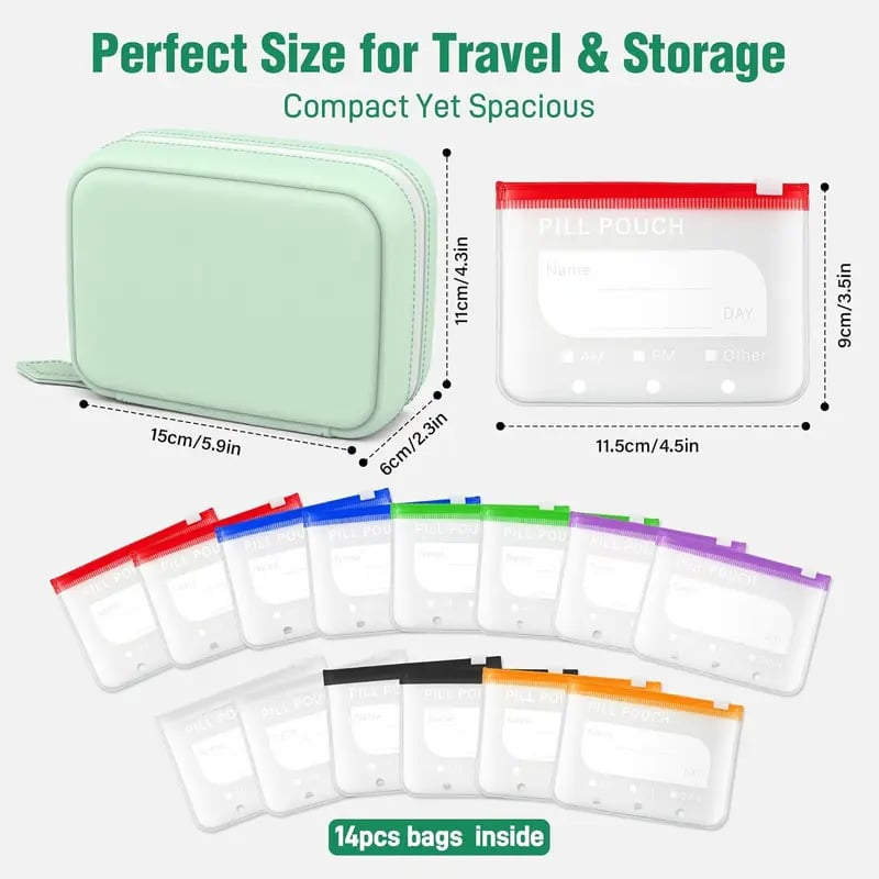 Waterproof Pill Pouch Set-14Pcs Bags Inside