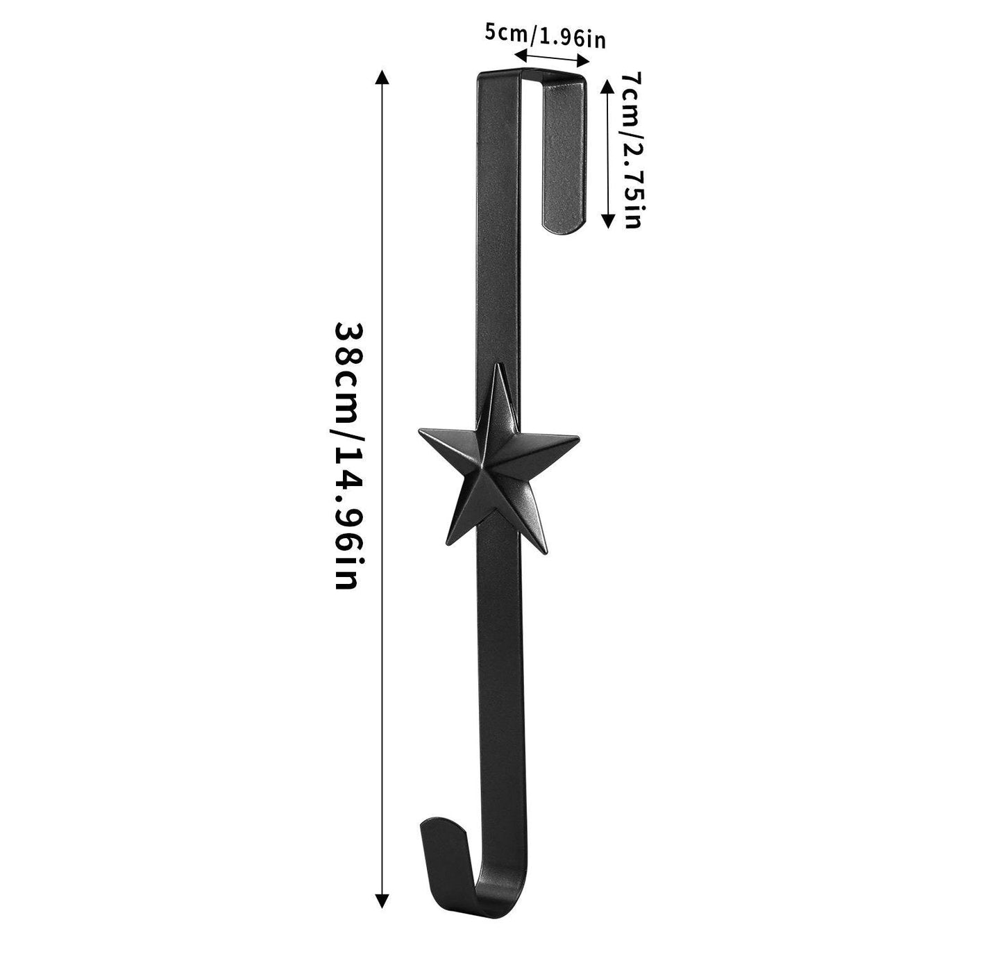 Metal Over The Door Wreath Hanger | Christmas Snowflake Tree Star Decor Hook